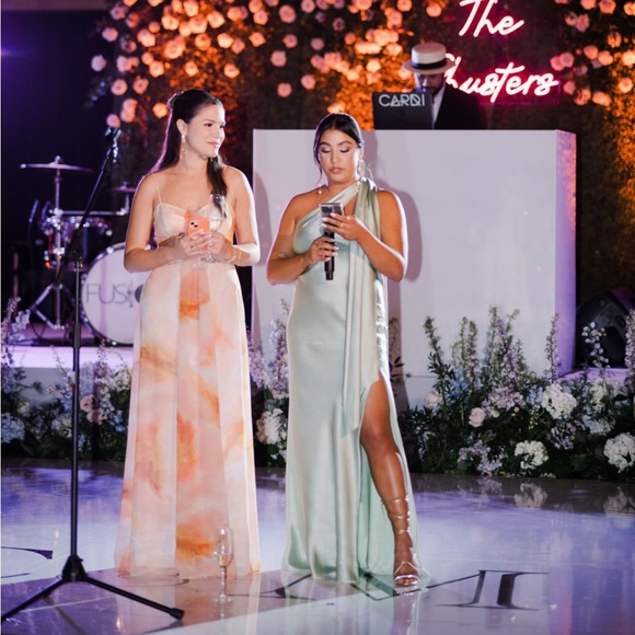 Michelle Mason One Shoulder Gown in Sage - Picture 5 of 6